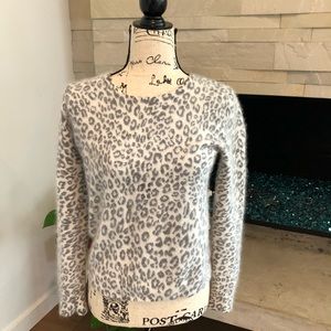 Ann Taylor Snow Leopard print rabbit hair sweater